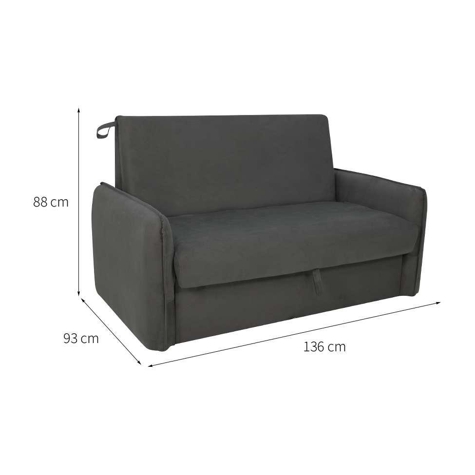 Sofá-Cama Casal com Baú 2 Lugares Zaia Suede Cinza - 3