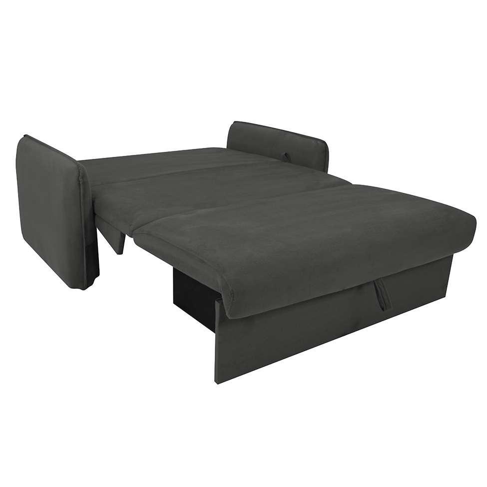Sofá-Cama Casal com Baú 2 Lugares Zaia Suede Cinza - 4