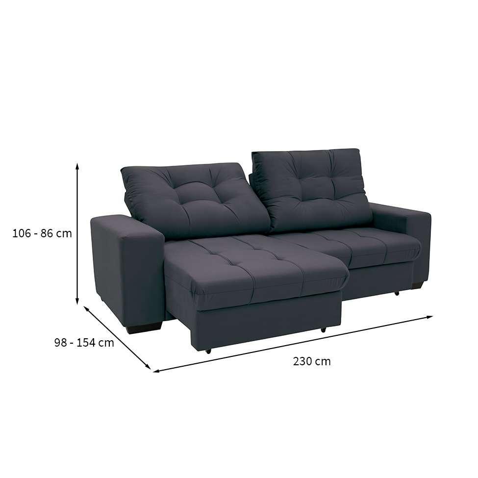 Sofá 3 Lugares Retrátil e Reclinável Biarritz Suede Grafite - 3