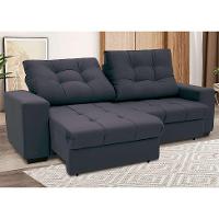 Sofá 3 Lugares Retrátil e Reclinável Biarritz Suede Grafite - 2