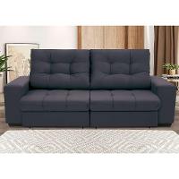 Sofá 3 Lugares Retrátil e Reclinável Biarritz Suede Grafite - 7