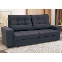 Sofá 3 Lugares Retrátil e Reclinável Biarritz Suede Grafite - 8