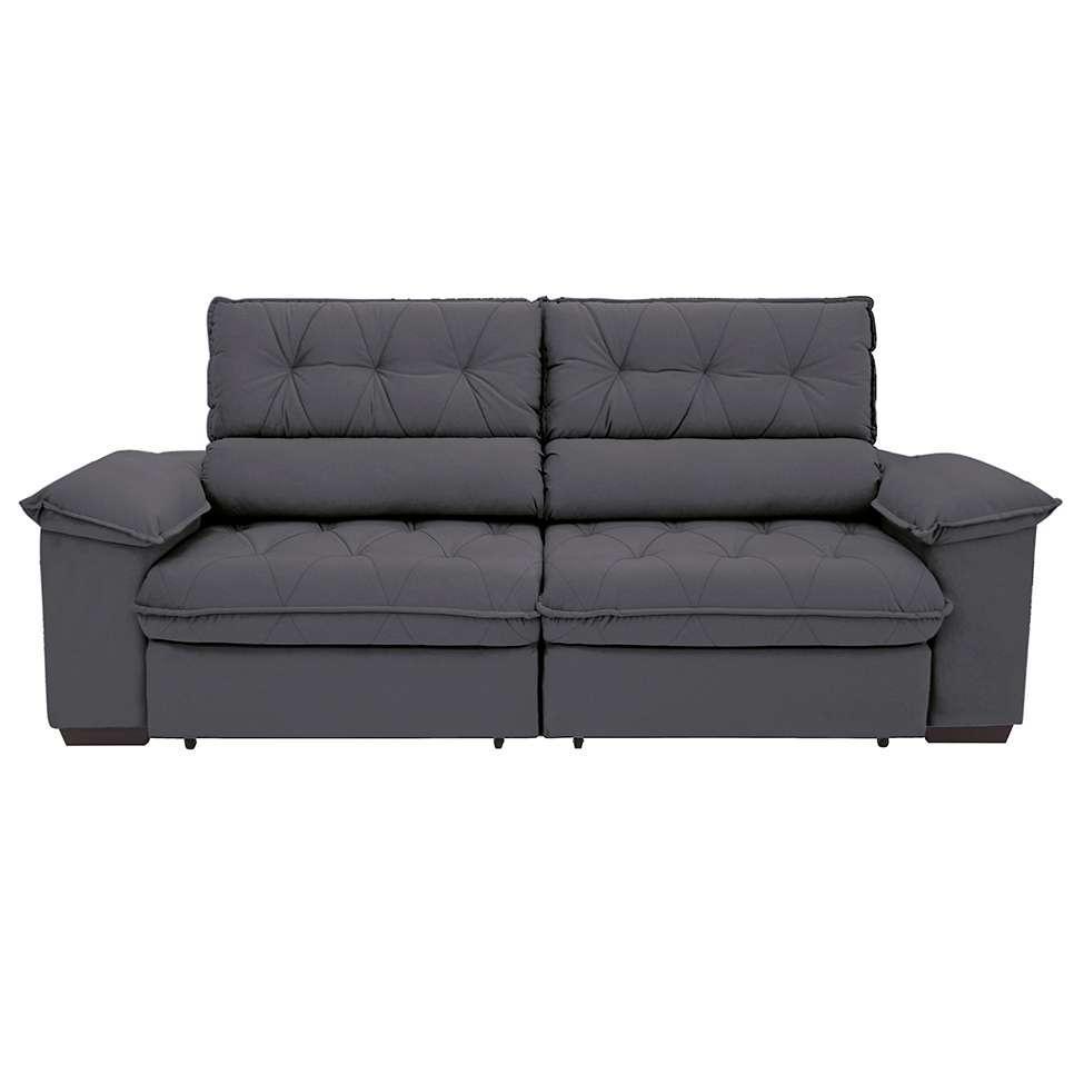 Sofá 3 Lugares Retrátil e Reclinável Piemont Suede Cinza 200 cm - 4
