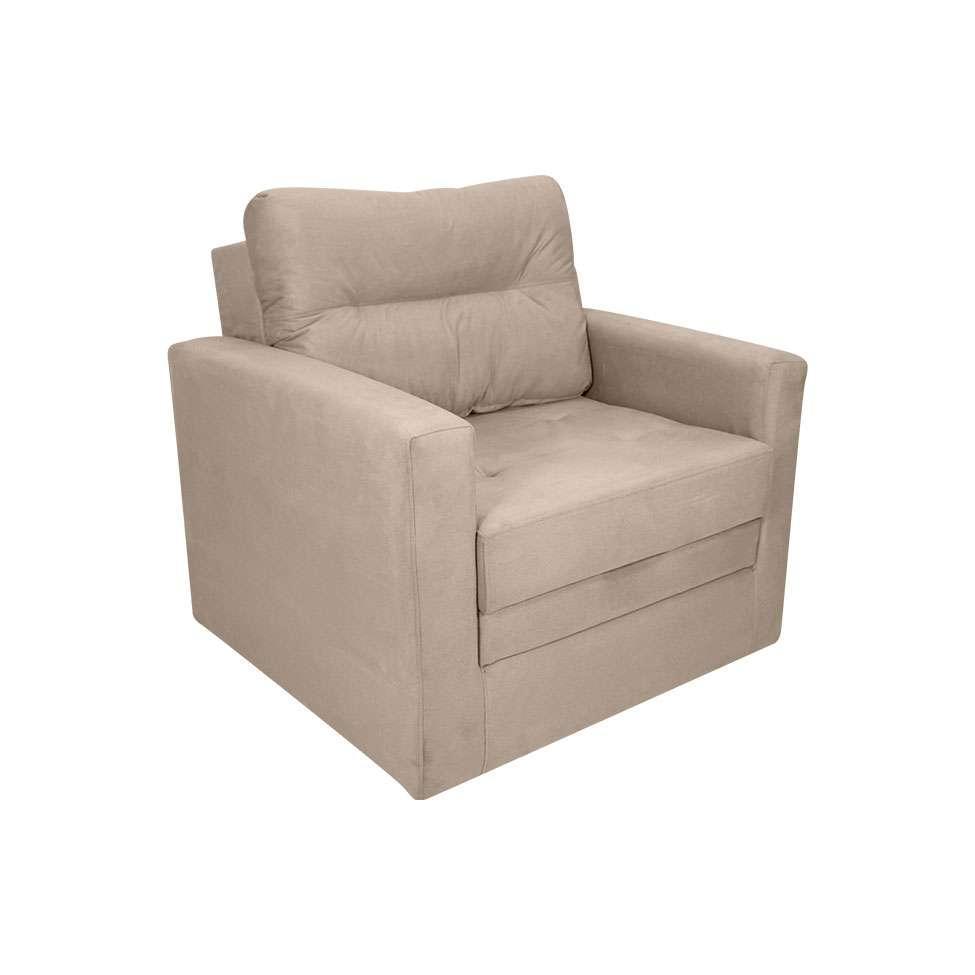 Sofá-Cama Solteiro Marisol Suede Bege - 1