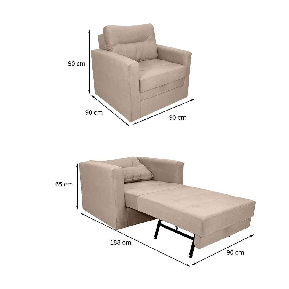 Sofá-Cama Solteiro Marisol Suede Bege - 3