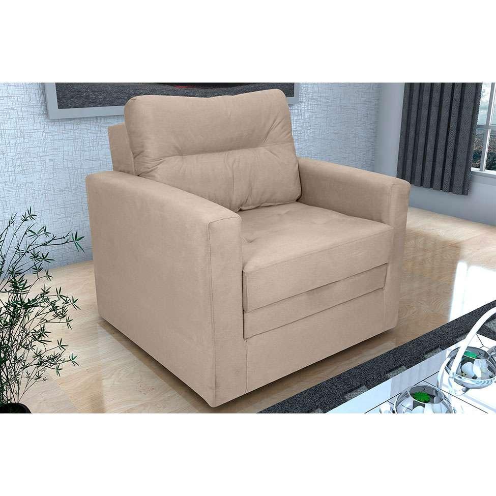 Sofá-Cama Solteiro Marisol Suede Bege - 4