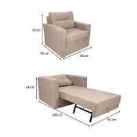 Sofá-Cama Solteiro Marisol Suede Bege - 3