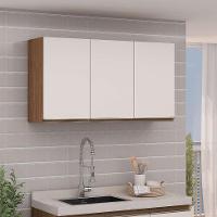 Armário Aéreo Conecta 3 PT Ébano e Off White - 1