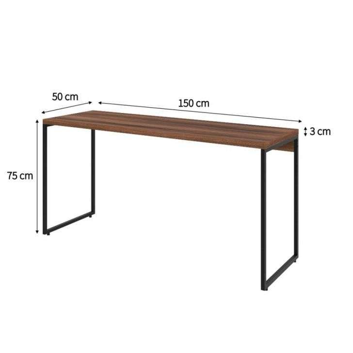 Conjunto de Mesa Studio Nogal 150 cm com Cadeira de Escritório Presidente Giratória com Relax Clark Preta e Dourada - 3
