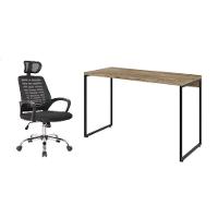 Conjunto de Mesa Studio Carvalho 120 cm com Cadeira de Escritório Diretor Giratória Light Preta - 1