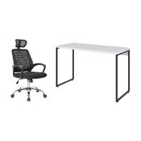 Conjunto de Mesa Studio Branca 120 cm com Cadeira de Escritório Diretor Giratória Light Preta - 1