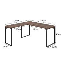 Conjunto de Mesa Kuadra Nogal 150 cm com Cadeira de Escritório Presidente Giratória com Relax Clark Preta e Dourada - 3