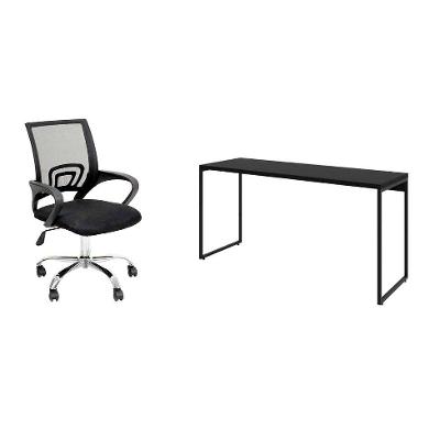 Conjunto de Mesa Studio 150 cm com Cadeira de Escritório Secretária Giratória Javix Preta