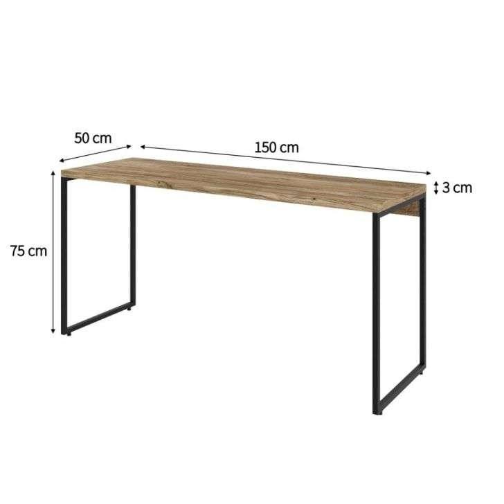 Conjunto de Mesa Studio Carvalho 150 cm com Cadeira de Escritório Presidente Giratória com Relax Clark Preta e Dourada - 3