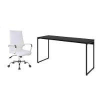 Conjunto de Mesa Studio Preta 150 cm com Cadeira de Escritório Diretor Giratória Cleaner Branca - 1