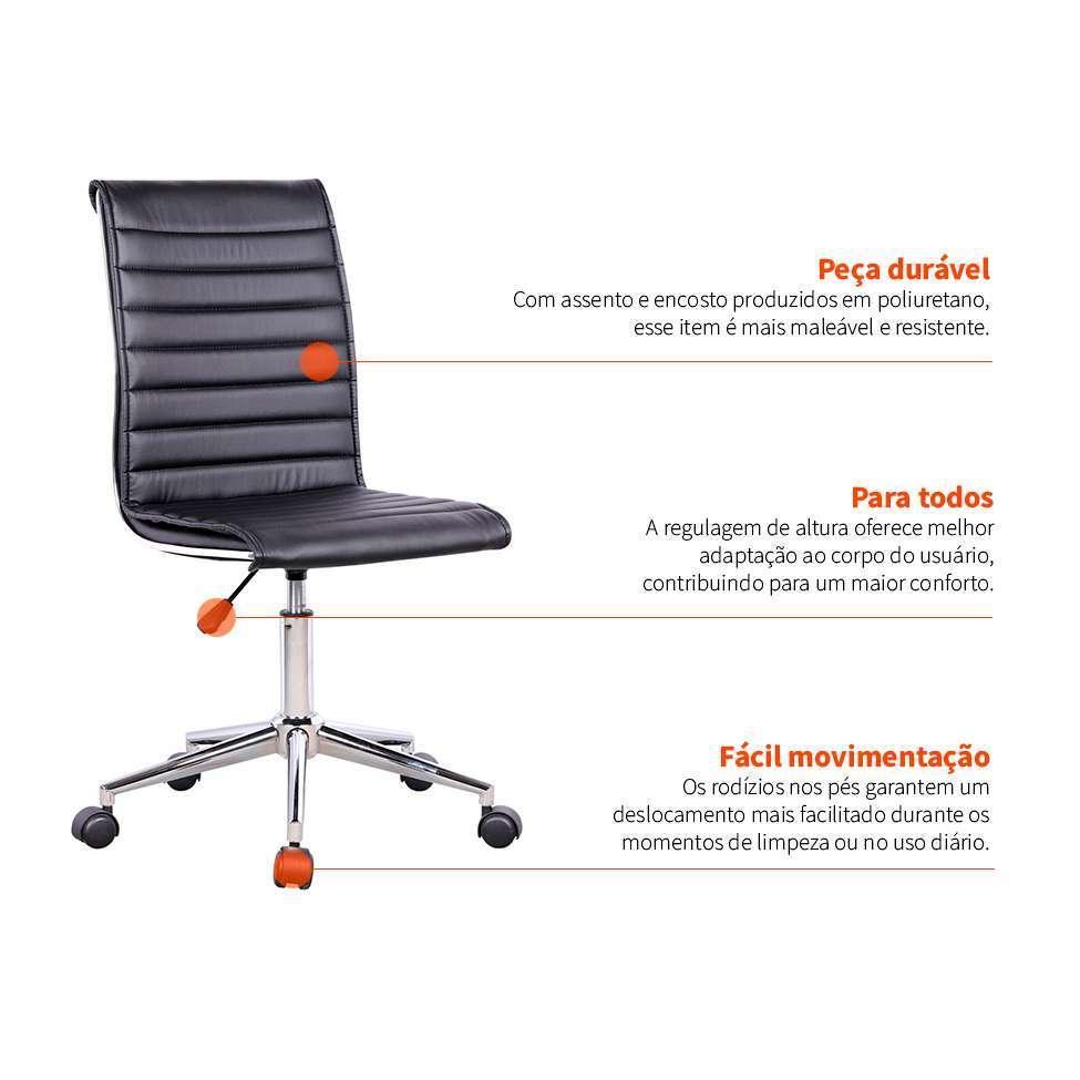 Conjunto de Mesa Studio 120 cm com Cadeira de Escritório Secretária Giratória Marilyn Preta - 6