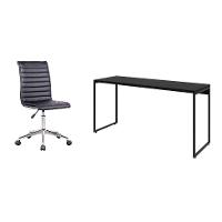 Conjunto de Mesa Studio 150 cm com Cadeira de Escritório Secretária Giratória Marilyn Preta - 1