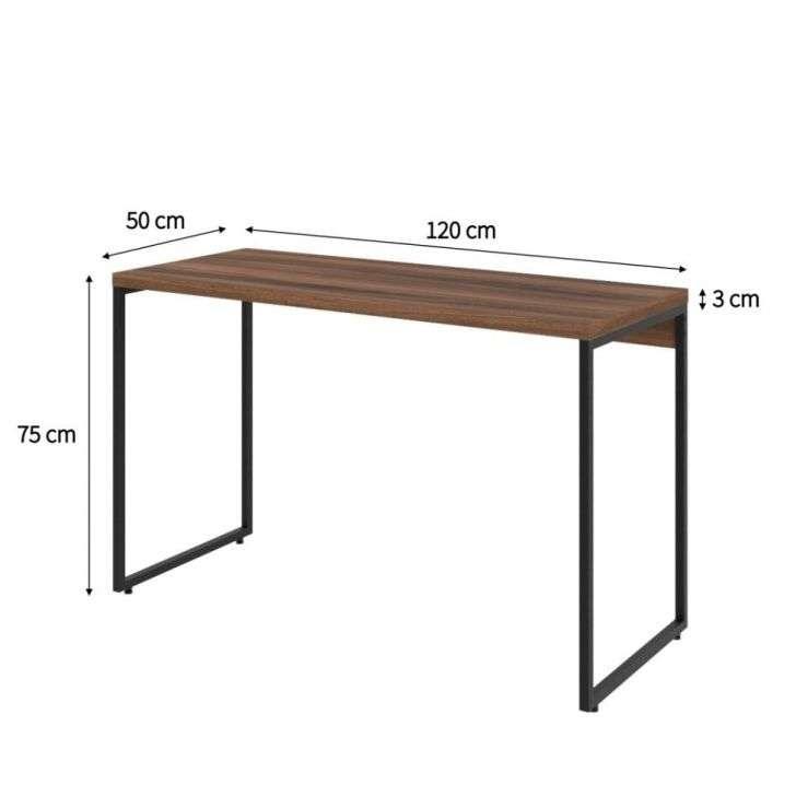 Conjunto de Mesa Studio Nogal 120 cm com Cadeira de Escritório Secretária Giratória Marilyn Preta - 4