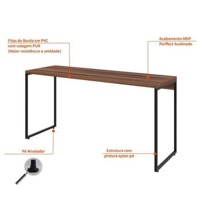 Conjunto de Mesa Studio Nogal 150 cm com Cadeira de Escritório Secretária Giratória Light Preta - 5
