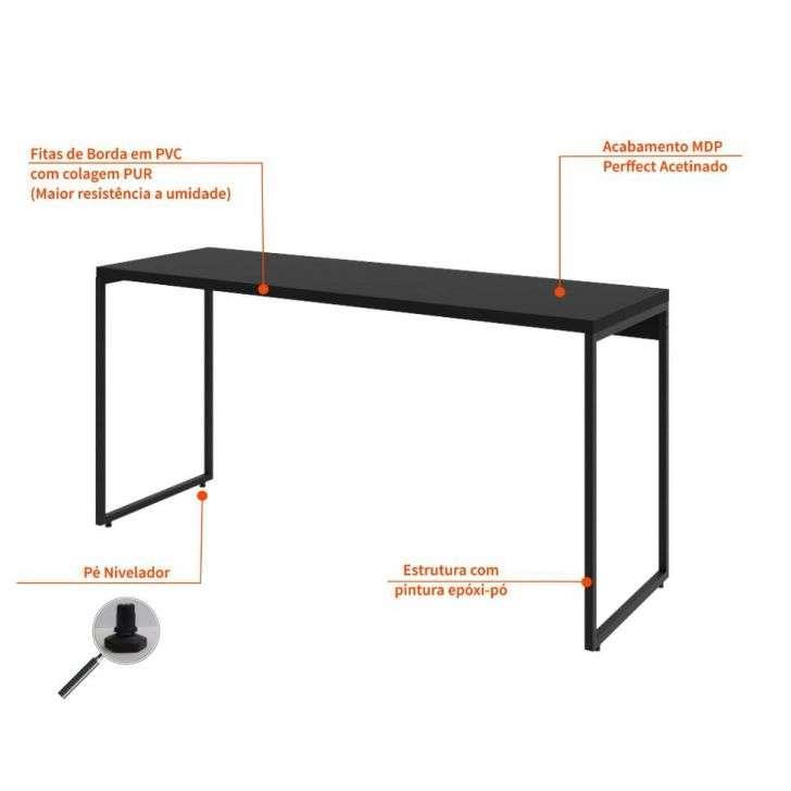 Conjunto de Mesa Studio Preta 150 cm com Cadeira de Escritório Diretor Giratória Oslo Branca - 4
