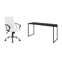 Conjunto de Mesa Studio Preta 150 cm com Cadeira de Escritório Diretor Giratória Oslo Branca - 1