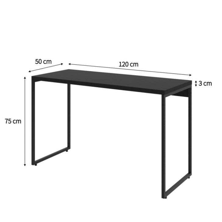 Conjunto de Mesa Studio Preta 120 cm com Cadeira de Escritório Diretor Giratória Oslo Branca - 3