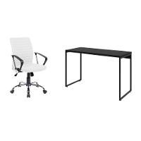 Conjunto de Mesa Studio Preta 120 cm com Cadeira de Escritório Diretor Giratória Oslo Branca - 1