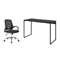 Conjunto de Mesa Studio 120 cm com Cadeira de Escritório Secretária Giratória Light Preta - 1
