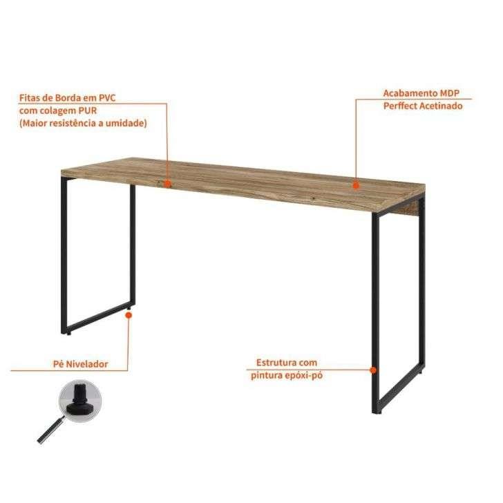 Conjunto de Mesa Studio Carvalho 150 cm com Cadeira de Escritório Presidente Giratória com Relax Office Plus Preta - 4