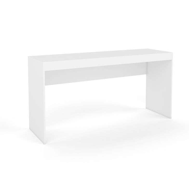 Conjunto de Mesa Marselha Branca com Cadeira de Escritório Presidente Giratória com Relax Office Plus Preta - 4