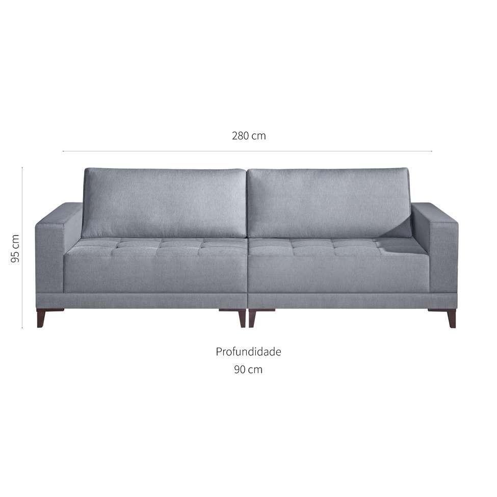 Sofá Plus Volga 4 Lugares Linho Cinza 280 cm - 2