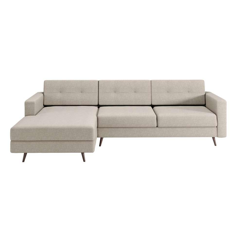 Sofá 3 Lugares Living com Chaise Esquerdo Pé Palito Linho Cotton Cru - 5
