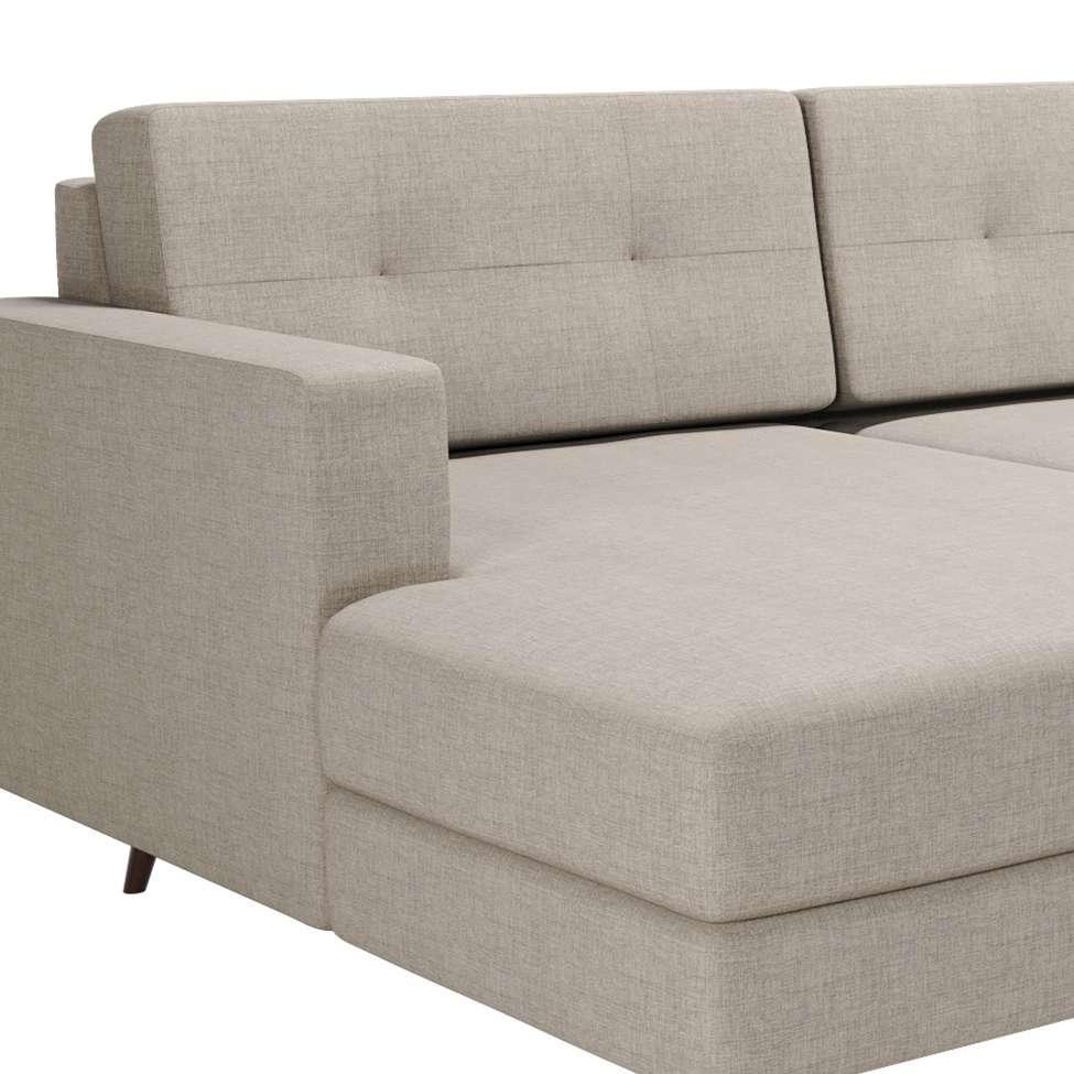 Sofá 3 Lugares Living com Chaise Esquerdo Pé Palito Linho Cotton Cru - 6