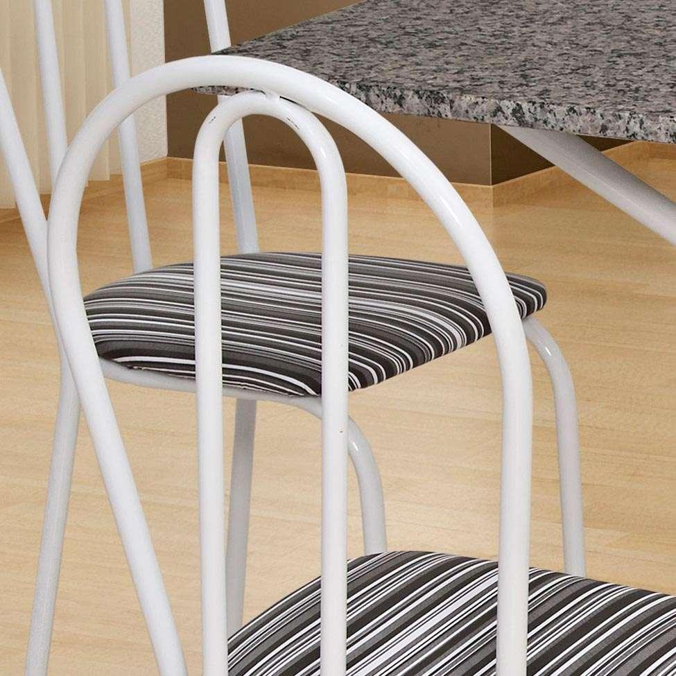 Conjunto de Mesa com 4 Cadeiras Thais Branco, Listrado Branco e Preto - 2