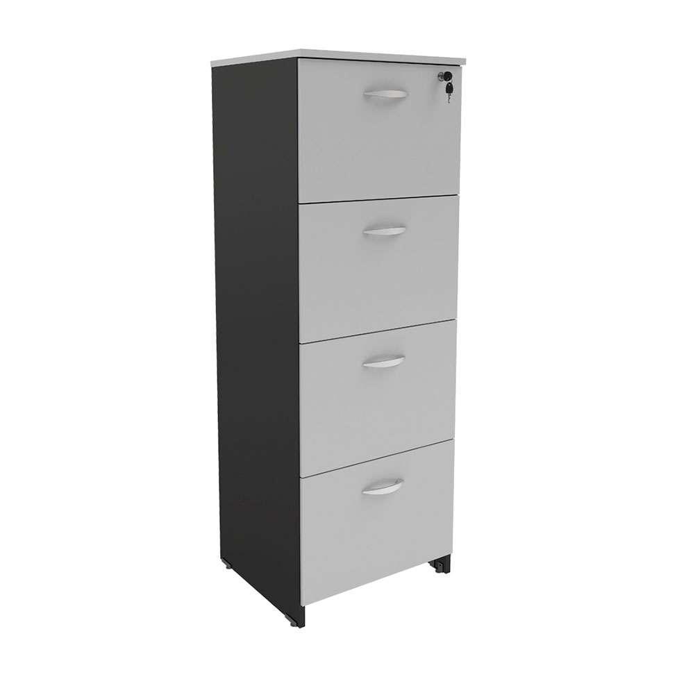Armário Arquivo New City 4 Gav Pasta Suspensa com Chave Preto & Cinza - 1