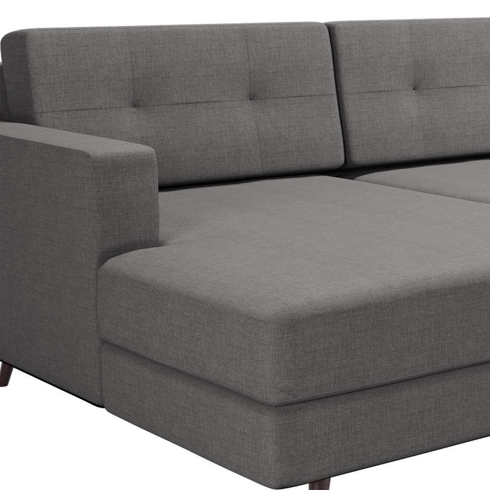 Sofá 4 Lugares Living com Chaise Esquerdo Pé Palito Linho Cotton Cinza - 6