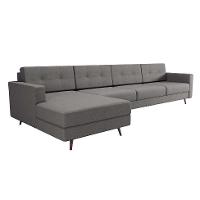 Sofá 4 Lugares Living com Chaise Esquerdo Pé Palito Linho Cotton Cinza - 1