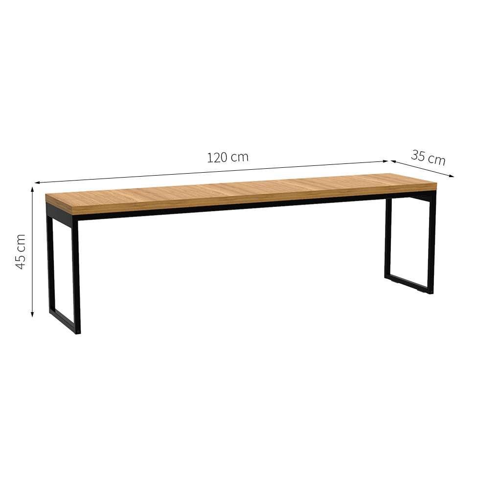 Banco de Jantar 2 Lugares Stanford Amêndoa e Preto 120 cm - 2