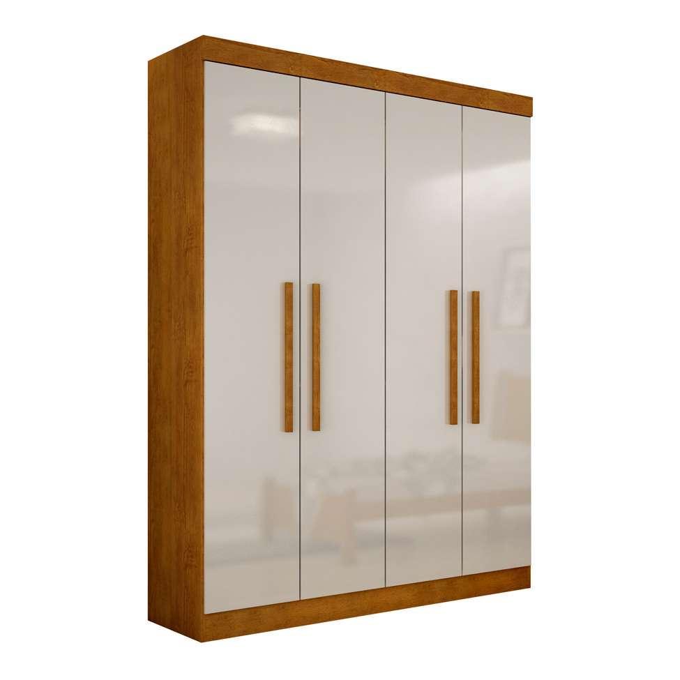 Guarda-Roupa Solteiro Malibu 4 PT Imbuia e Off White - 1