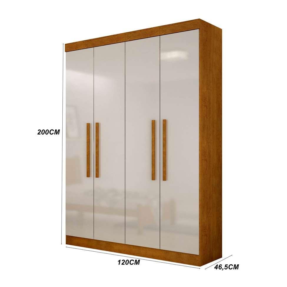 Guarda-Roupa Solteiro Malibu 4 PT Imbuia e Off White - 3