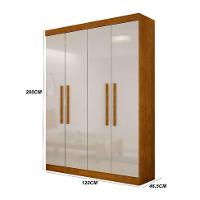 Guarda-Roupa Solteiro Malibu 4 PT Imbuia e Off White - 3