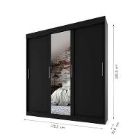 Guarda-Roupa Casal com Espelho Paris 3 PT 2 GV Preto - 3