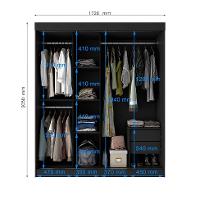 Guarda-Roupa Casal com Espelho Paris 3 PT 2 GV Preto - 7