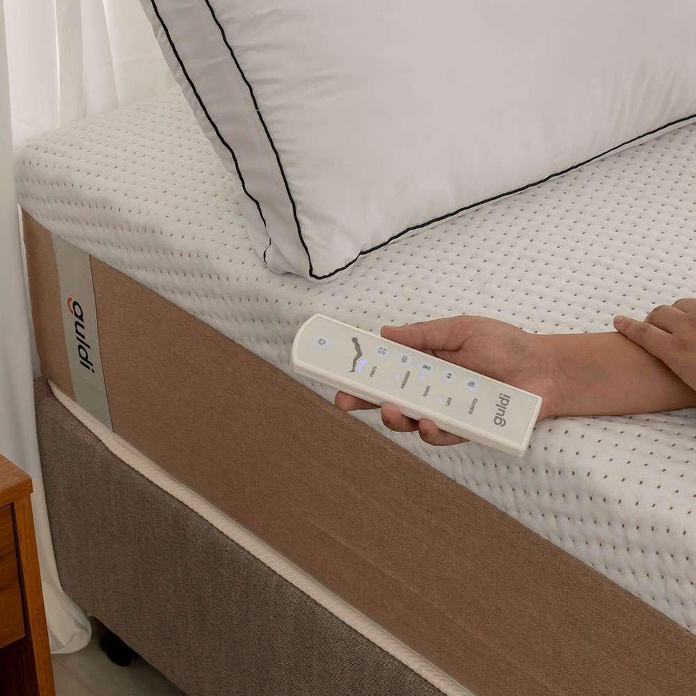 Colchão Solteirão Guldi Comfort com Massageador Quântico Molas Ensacadas (30x96x203) Branco e Bege - 6