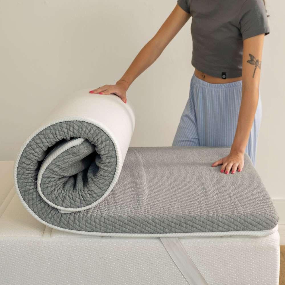 Pillow Top Casal Guldi Dream com Espuma D50 Viscoelástica com Alça (5x138x188) Branco e Cinza - 7