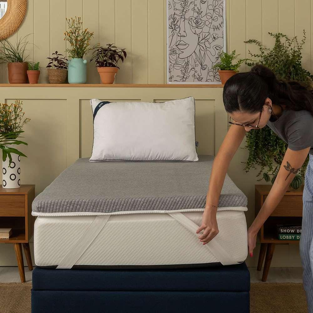 Pillow Top Solteiro Guldi Dream com Espuma D50 Viscoelástica com Alça (5x88x188) Branco e Cinza - 8