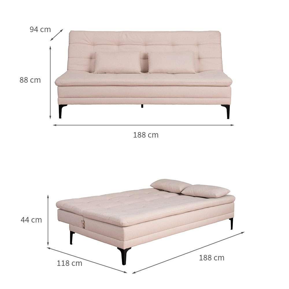 Sofá-Cama Casal 3 Lugares Prince Linho Bege - 3