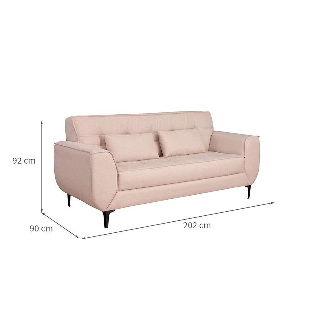 Sofá 3 Lugares Piacenza Linho Bege 202 cm - 3