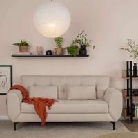 Sofá 3 Lugares Piacenza Linho Bege 202 cm - 1