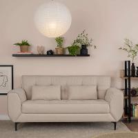 Sofá 3 Lugares Piacenza Linho Bege 202 cm